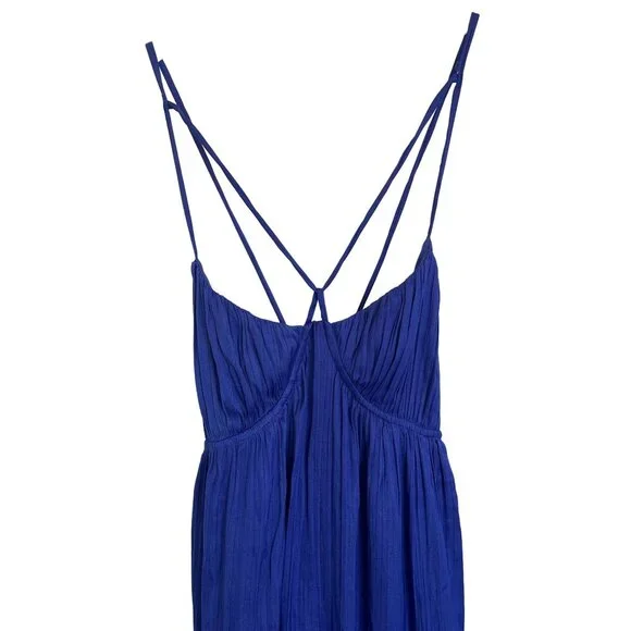 Anthropologie Blue Strappy Halter Slit Maxi Dress - Picture 6 of 8